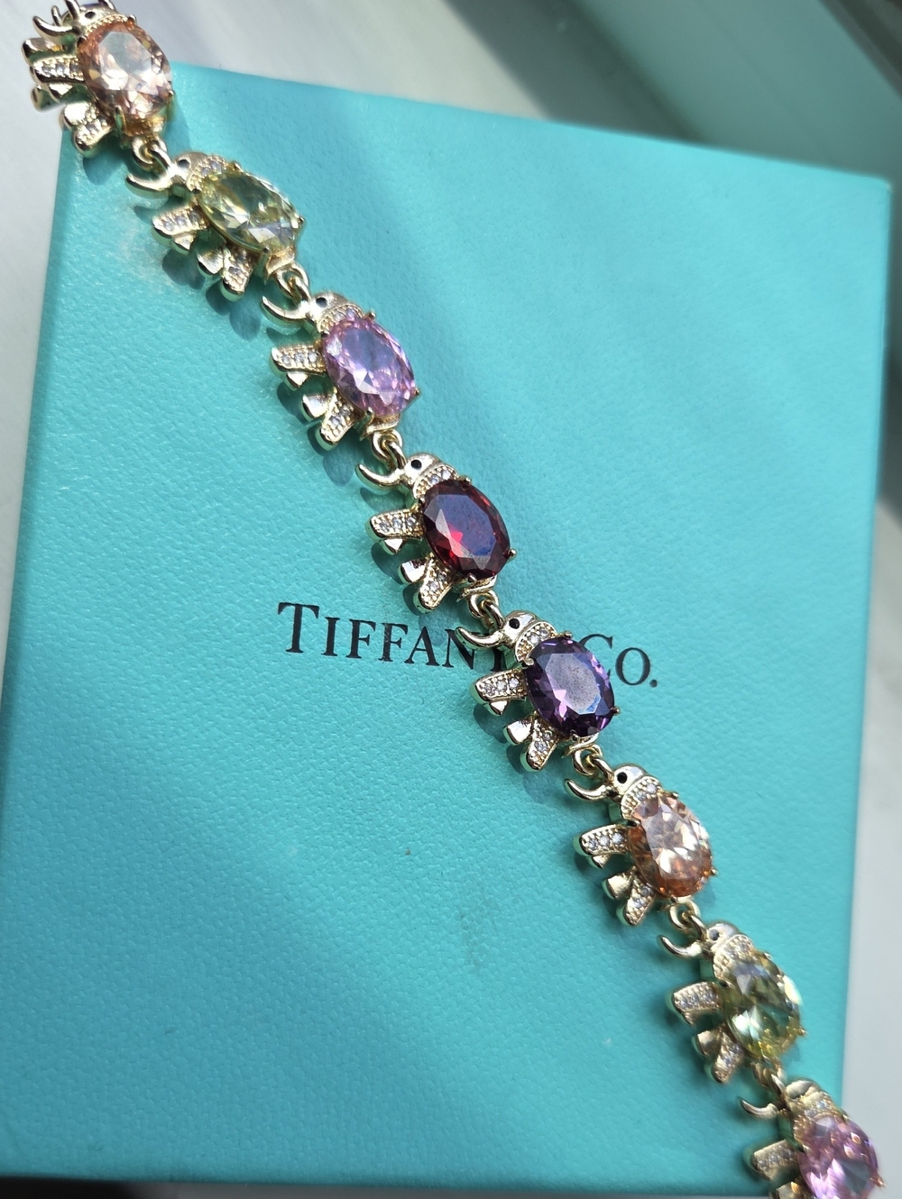 🥰NWT&pouch! Prettybird multi color crystal elephant bracelet. Box Not Included